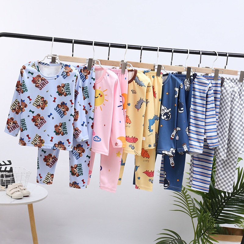 YAOEENH Bộ Đồ Ngủ Tay Dài Chất Nhung Cotton Phong Cách Đức Thời Trang Thu Đông 80-170cm
