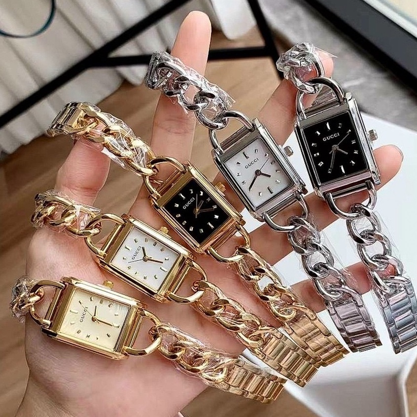 Đồng Hồ Nữ Gucci Lắc Vuông, Size 24mm, Dây Xích Cực Sang Trọng Dành Cho Nữ,Kính Khoáng,Bảo Hành 3 Tháng