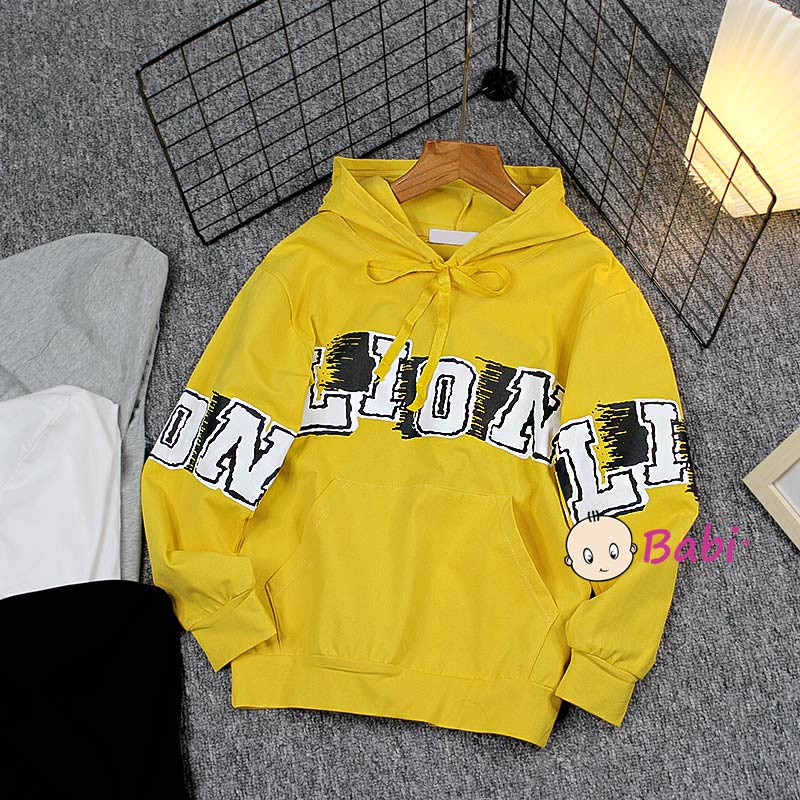 Áo Hoodies dài tay Hàn Quốc in chữ cho bé trai, Áo Babi tay dài thu đông cotton cao cấp thời trang từ size đại 20kg-55kg