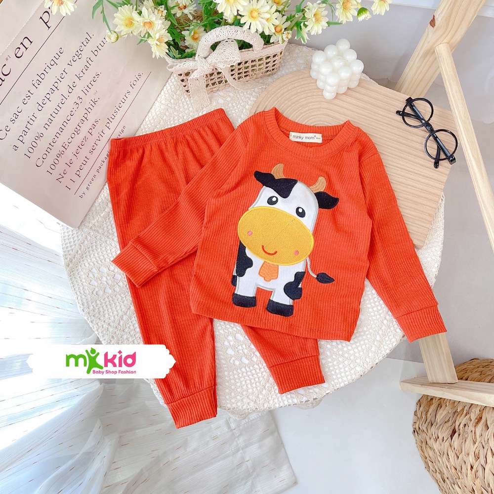 Bộ Thu Đông Cho Bé 💖 Bộ Len Tăm Dài Tay Minky Mom Cho Bé Trai Bé Gái Với Các Hình Thú Siêu Dễ Thương