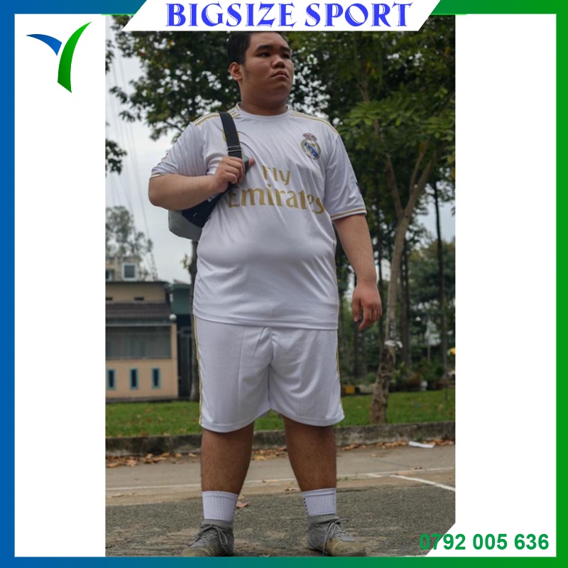 Quần Áo Bóng Đá Real Madrid Size Lớn Dành Cho 120kg Thun Mè- Hàng chính hãng Bigsize Sport - 100% made in VIỆT NAM 2023