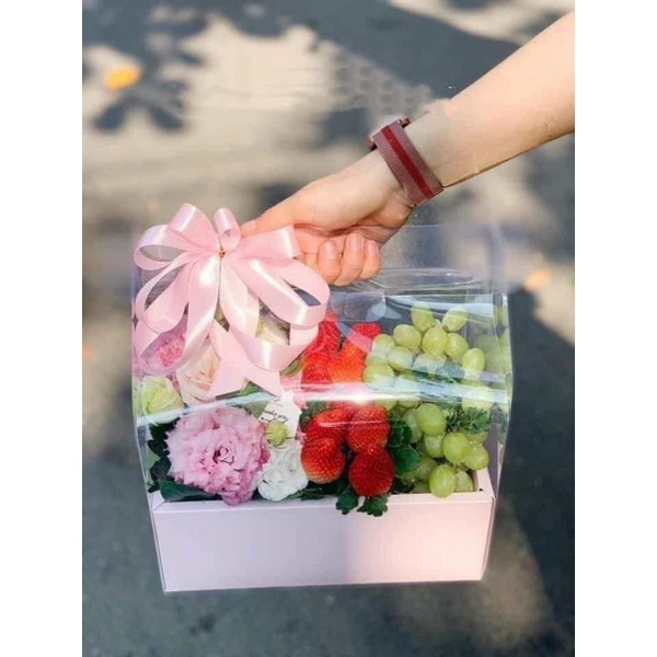 Túi Hộp Mica Vali Siêu Đẹp 2 Màu. Đựng Quà Tặng, Trái Cây Nhập Khẩu