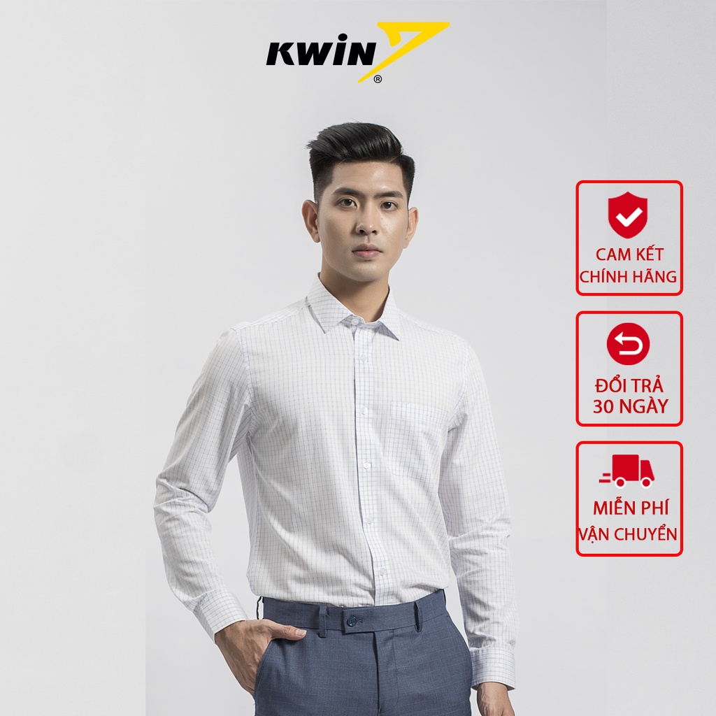 Áo sơ mi nam kẻ sọc ô dài tay KWIN chất liệu Bamboo kết hợp Polysun cực thoáng mát KLS01108