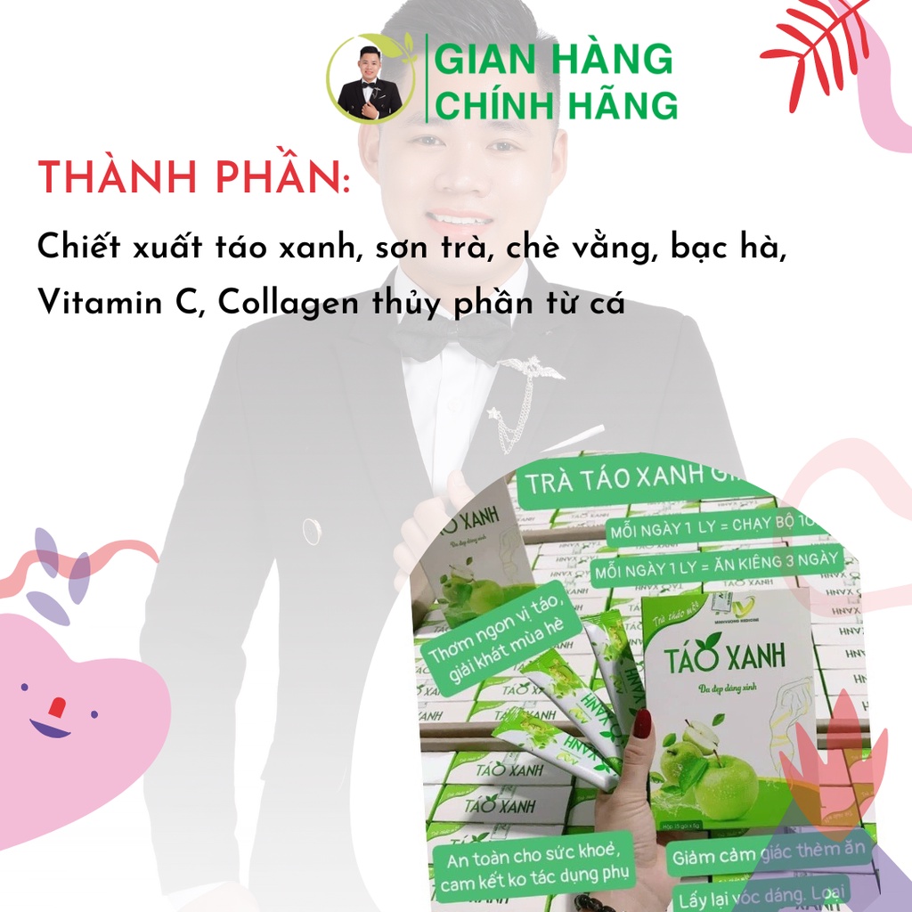 Trà táo xanh trà thảo mộc hỗ trợ giảm cân hiệu quả đẹp da đẹp dáng ( hộp 15 gói)