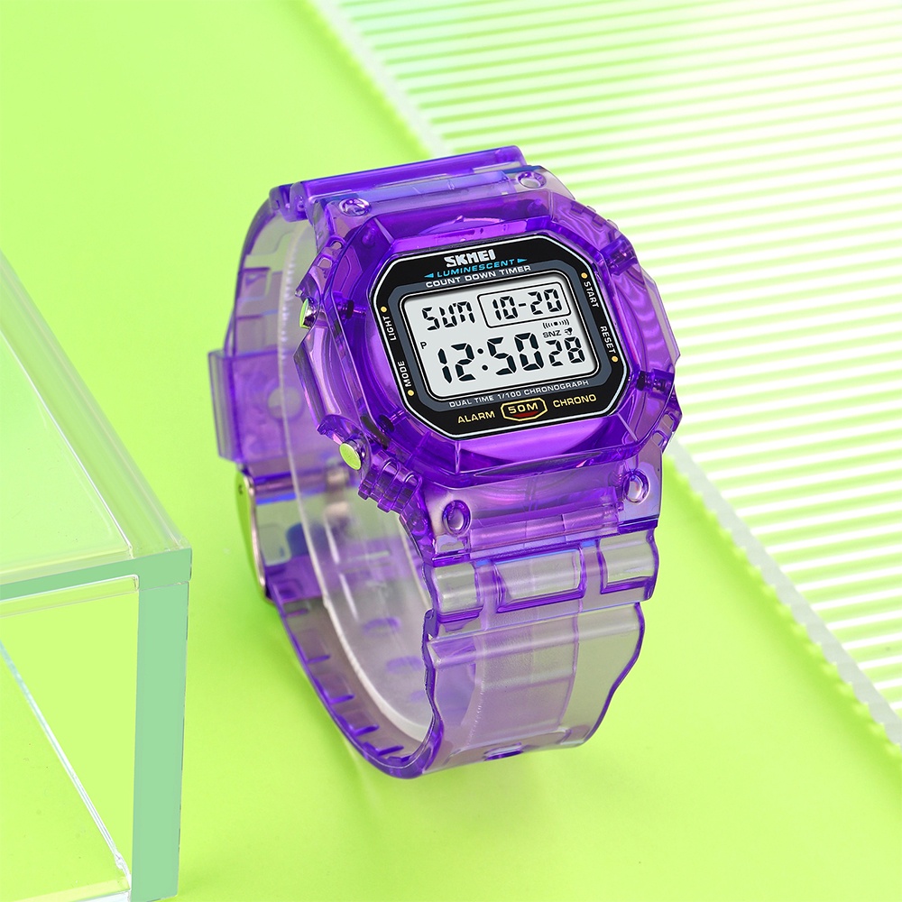 Đồng Hồ Điện Tử Thể Thao SKMEI Mặt Vuông Có Đèn Led Dành Cho Nữ