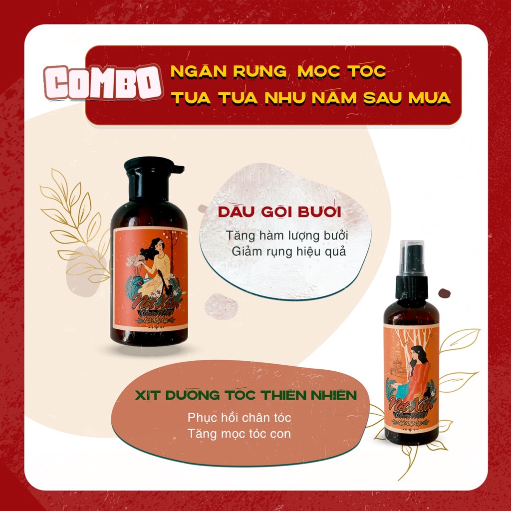 Dầu gội bưởi giảm rụng, mọc tóc thiên nhiên lành tính hiệu Quê Một Cục 350ml