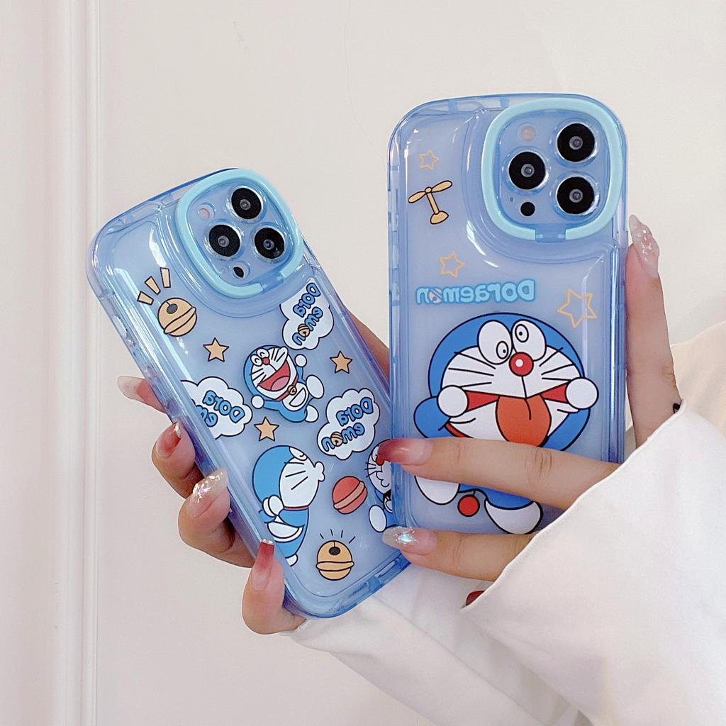 Ốp Điện Thoại Họa Tiết Doraemon Ẩn Kèm Giá Đỡ Ống Kính Dành Cho IPhone 14promax 14 13promax 13 12 11
