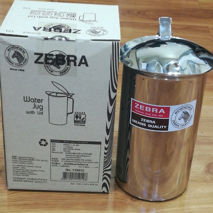 Ca đựng nước inox Zebra Thái Lan có nắp đậy 1900ml 11cm-115012