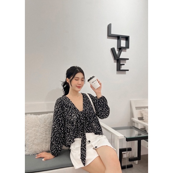 ÁO BBD_áo peplum hoa cột nơ tay phồng huol.oi_store