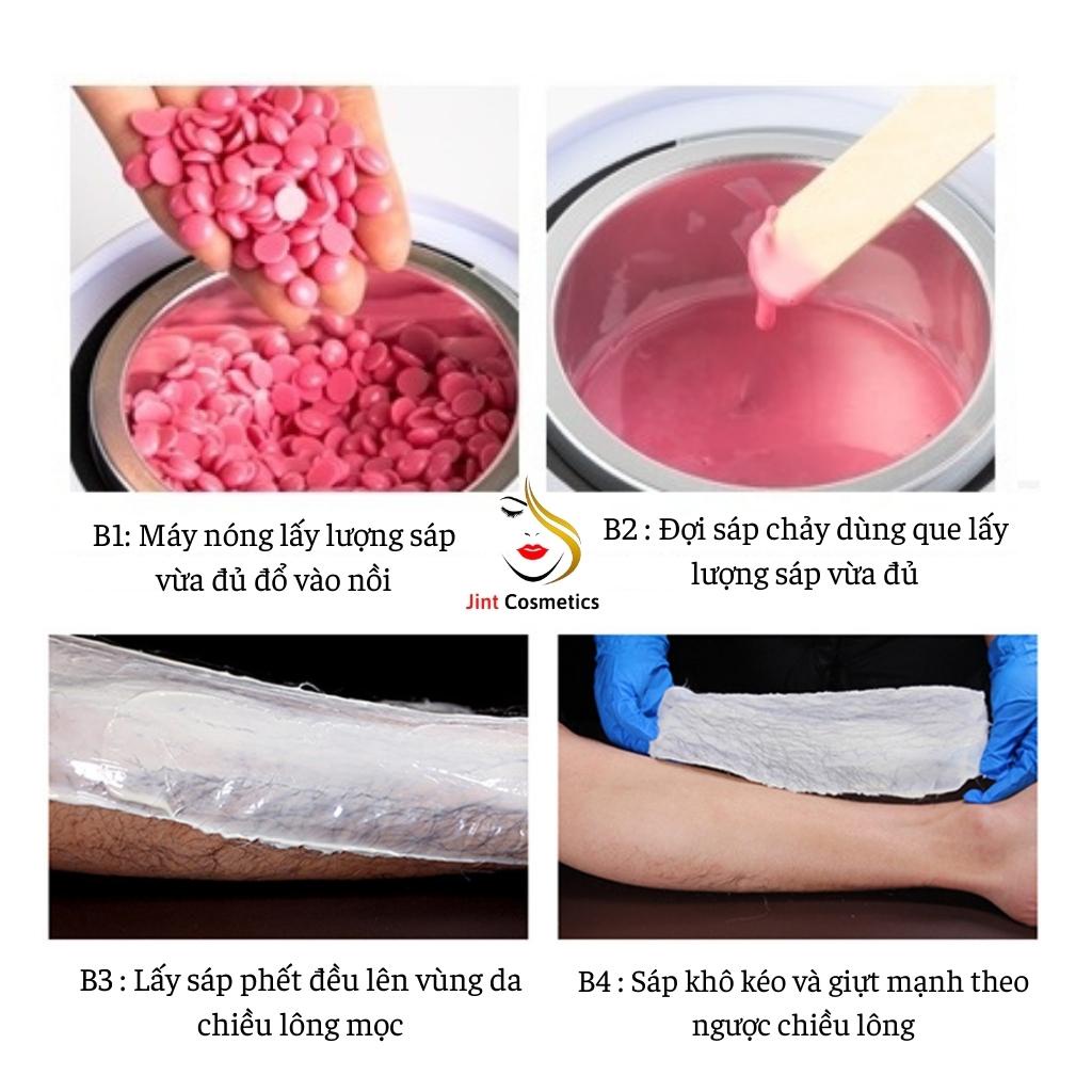 Sáp wax lông nóng Hard Wax Bean hạt đậu 100g tặng kèm que - sáp triệt lông jint