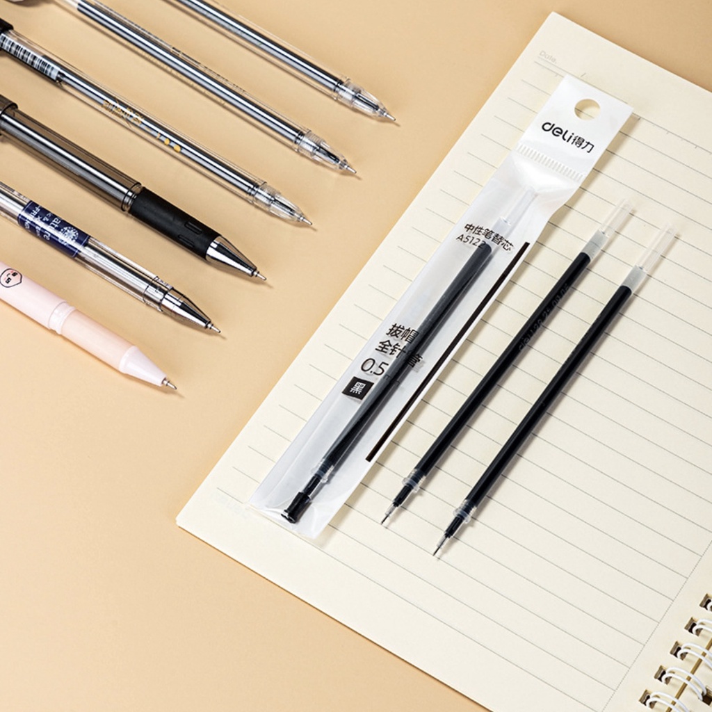 Ruột Bút Gel Deli Ngòi 0.5mm Dùng Thay Thế Cho Bút Bi A03, A06 Taro Stationery