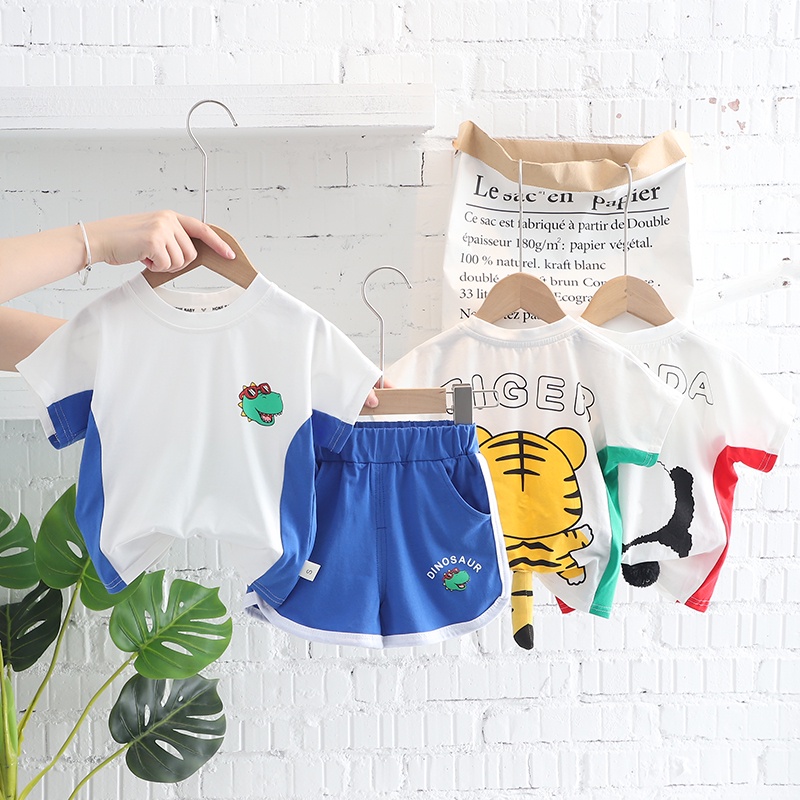Set Đồ Thể Thao 2 Món Bằng Vải Cotton In Họa Tiết Lá Thời Trang Cho Bé Trai Sơ Sinh
