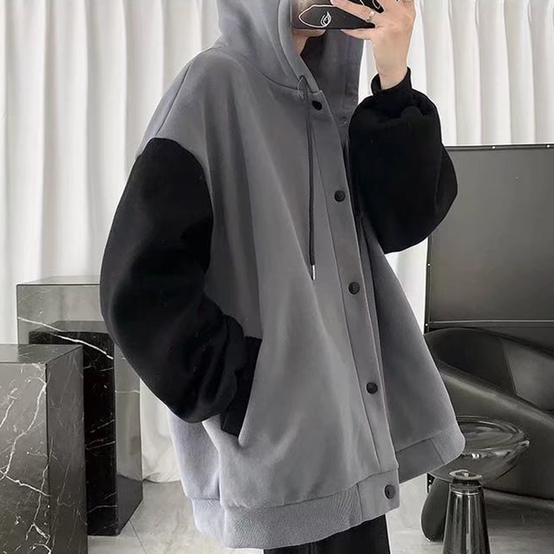 Áo Khoác Cardigan Có Nón Bằng Cotton Dày Dặn Dáng Rộng Cài Nút Thời Trang Hàn Quốc Chất Lượng Cao Cho Nam Và Nữ