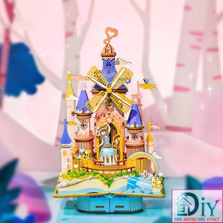 Hộp âm nhạc Music Box tự lắp ráp bằng gỗ 3D DIY MAGIC CASTLE (KÈM CÓT NHẠC) - ROBOTIME - Quà tặng tự làm bằng gỗ