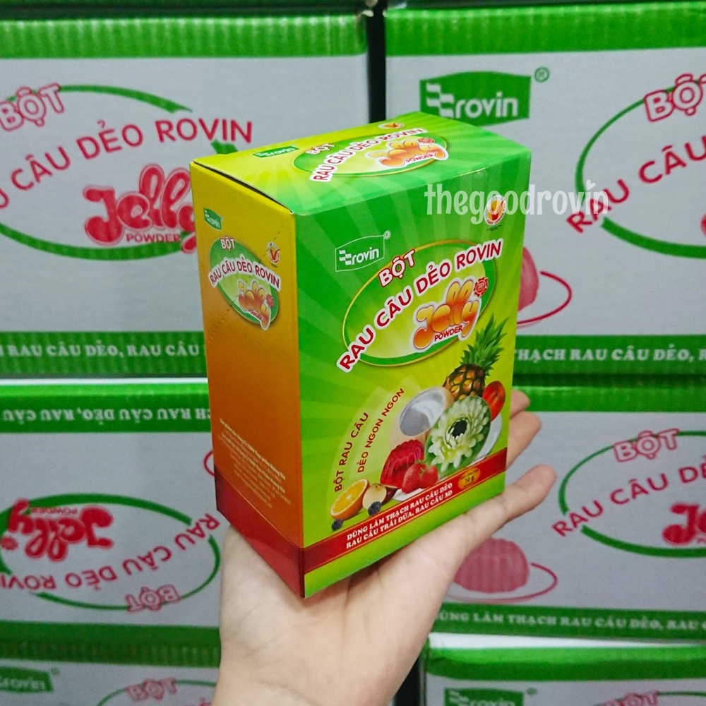 Bột Rau Câu Dẻo Rovin làm Thạch, Rau Câu, Miến, Bánh Cuốn Keto, Low Carb (Hộp 12 gói x 10g)