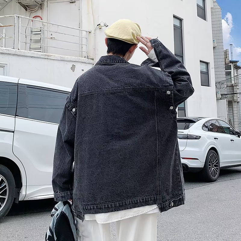 Áo Khoác Denim Dáng Rộng Phối Túi Cá Tính Dành Cho Nam