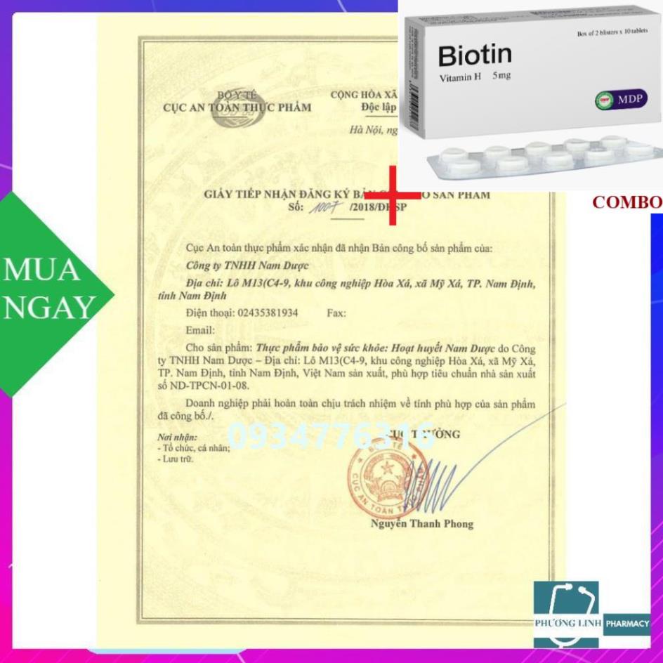 Combo Biotin 5mg+ Hoạt huyết Nam Dược hộp 5 vỉ