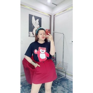 sét chân váy a + áo thun gấu