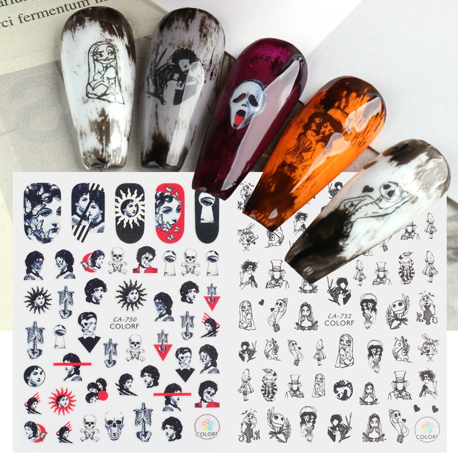 Sticker Dán Móng Họa Tiết halloween 3d
