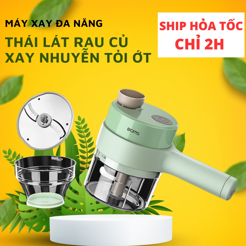 Máy xay cắt lát tỏi ớt rau củ thực phẩm đa năng mini cầm tay thái lát cao cấp nhiều cấp siêu tiện lợi