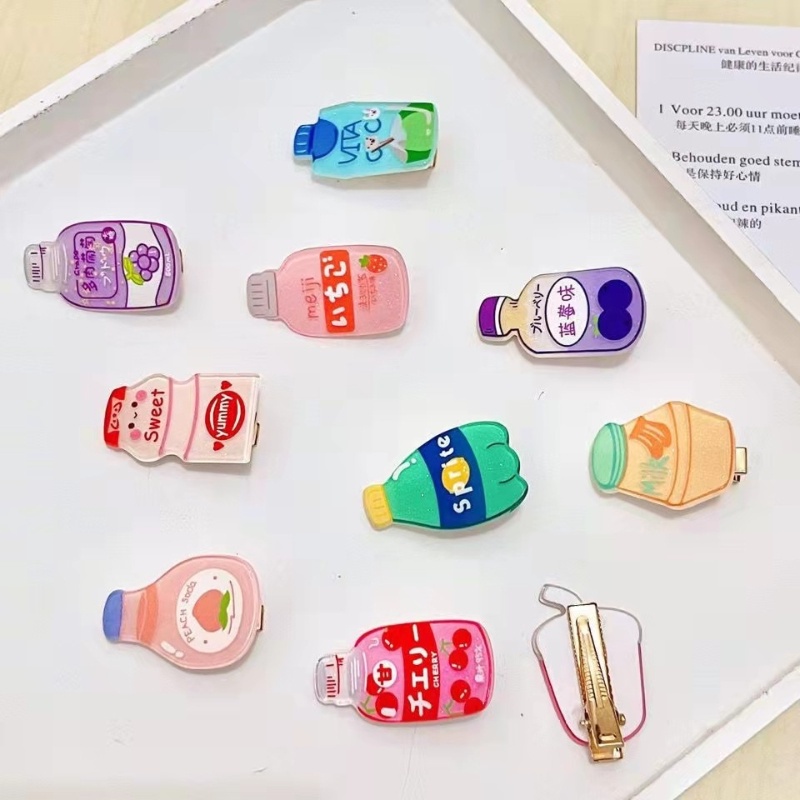 Kẹp Tóc Hình Bình Trà Sữa / Nước Ép Hoạt Hình Dễ Thương Cho Bé Gái