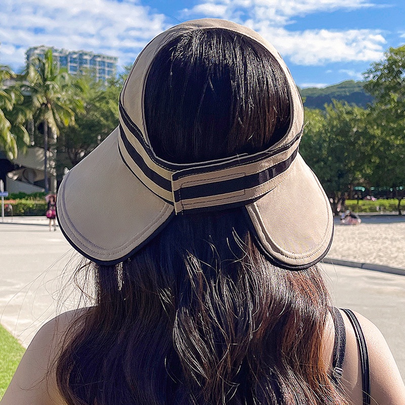 Nón Vành Rộng Che Mặt Hở Chóp Sọc Ngang Chống Nắng RQN2158