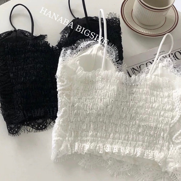 Áo bra ren nổi xoắn thừng mềm nhẹ có lưng thun bigsize dáng croptop mix gì cũng xinh màu đen trắng hanaba BR1