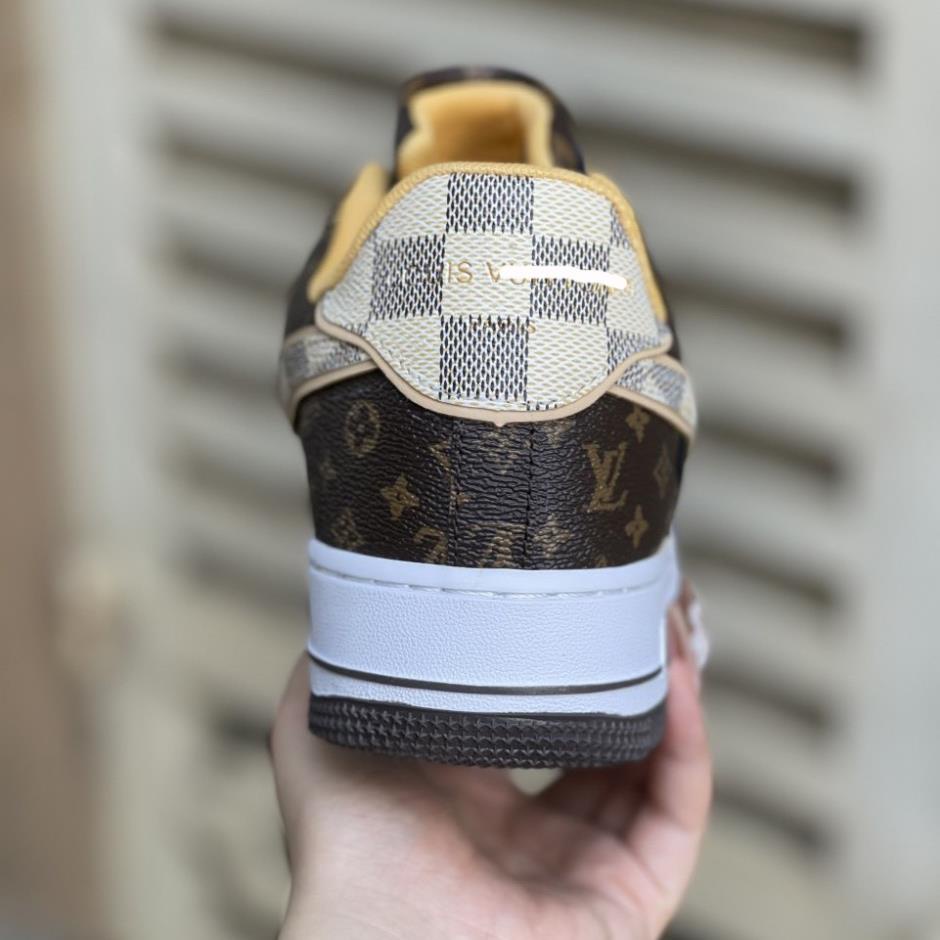 Giày LV nâu phiên bản cao cấp , giày neaker nam nữ AF1 LV nâu full size