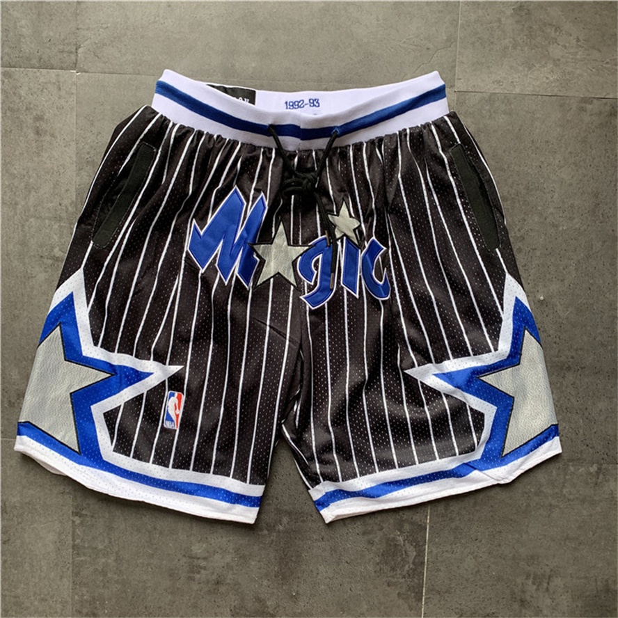 NBA Orlando Quần Short Thể Thao Bóng Rổ Kẻ Sọc Dọc Màu Đen Có Túi Ma Thuật JUST DON co-branded