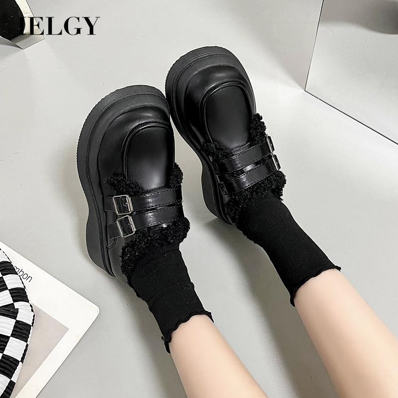 Giày Da Lót Lông Cừu Chống Trượt Phong Cách retro Phương Tây Dành Cho Nữ