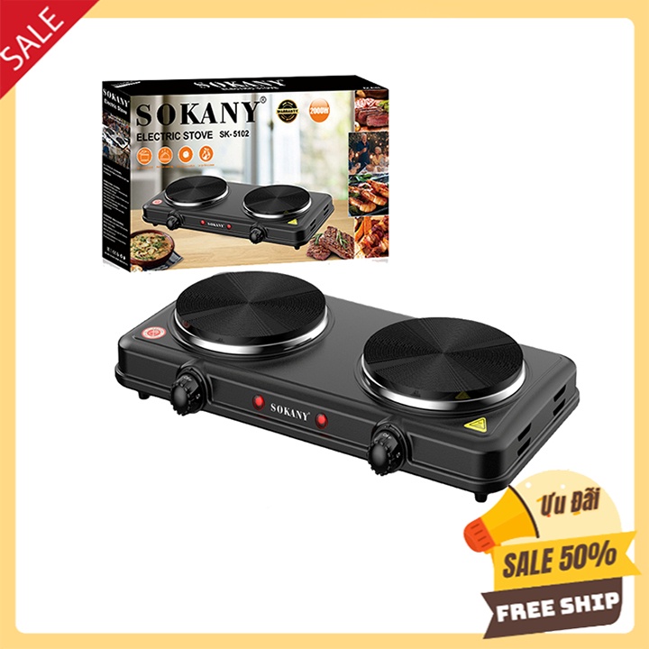 Bếp điện đôi mini Sokany Sk-5107 Công suất 2000W Hàng chính hãng