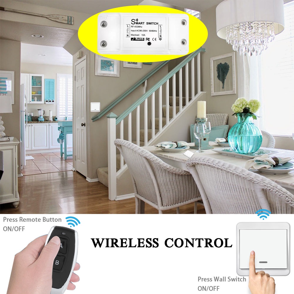 Công tắc nút nhấn không dây thông minh DIESE Rf 433MHz 220V cho đèn LED/ đèn/ quạt/ bóng đèn 10A