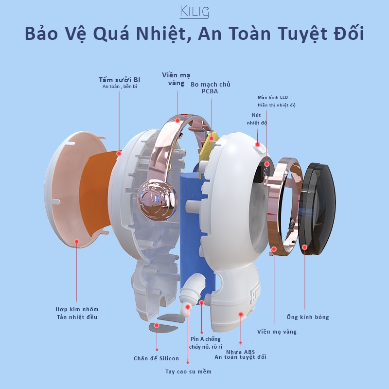 Máy sưởi ấm mini cầm tay chườm ấm bụng màn hình LED nhựa ABS siêu an toàn pin 6000mah - KILIG SHOP