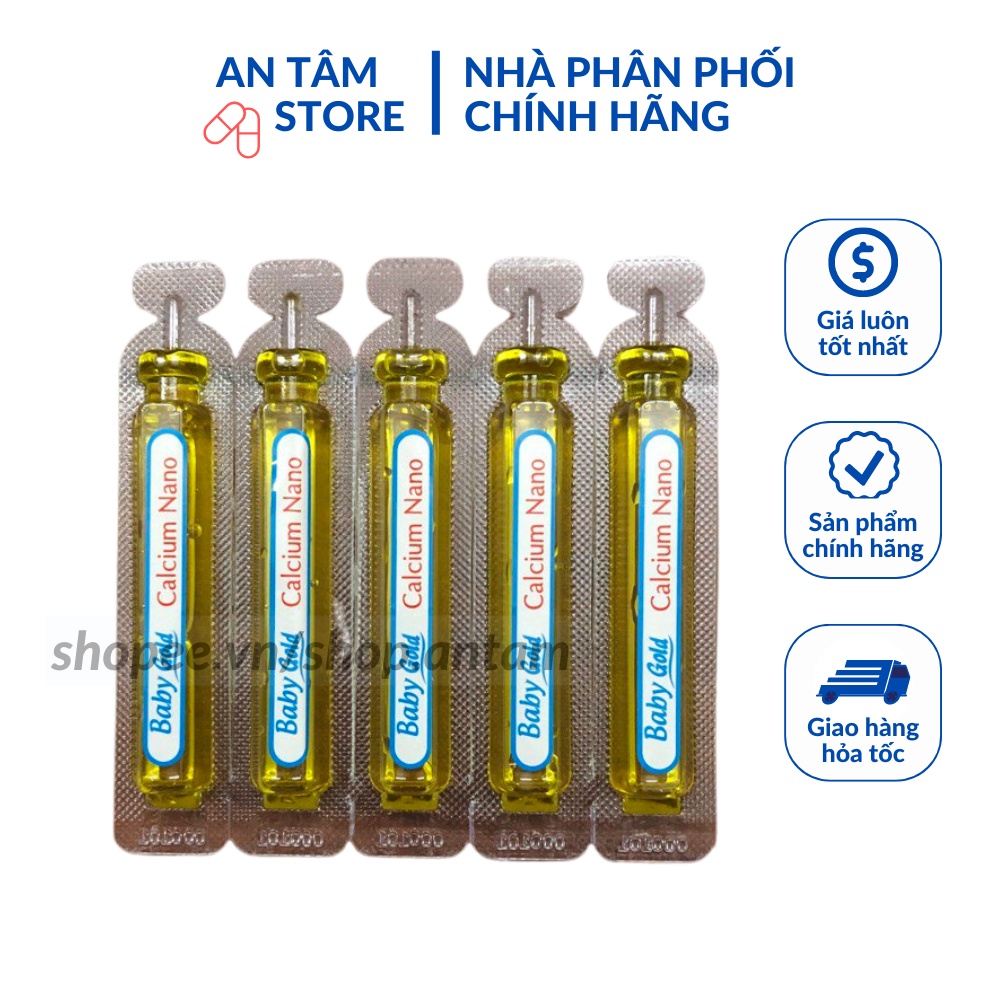 Baby Gold Calcium bổ sung canxi, chống còi xương suy dinh dưỡng, hộp 20 ống