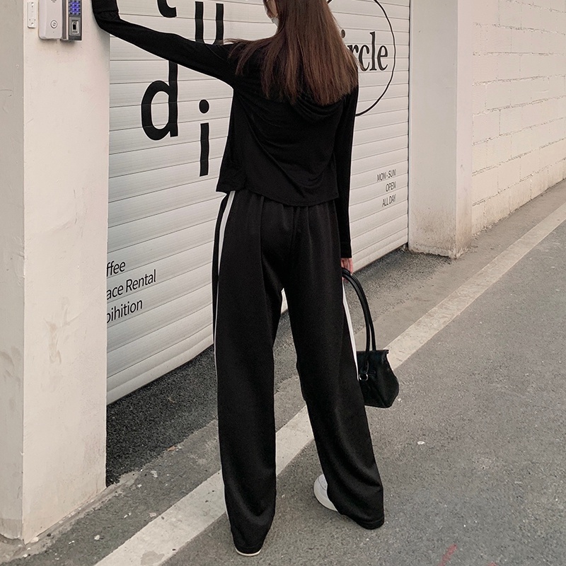 SUXI Quần Dài Thể Thao Ống Rộng Phối Dây Rút Thiết Kế Đơn Giản Dễ Phối Đồ Cho Nữ