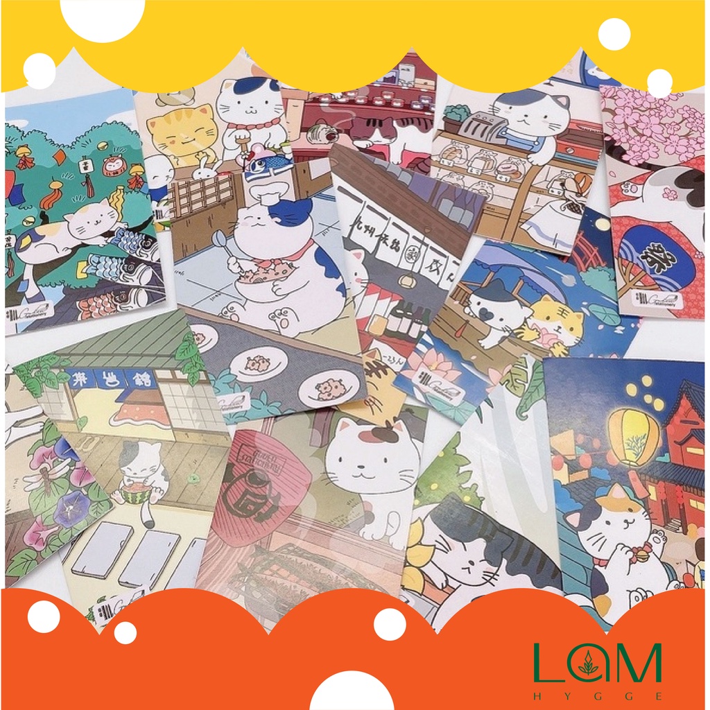 Set 10 Bưu thiếp Postcard mèo Nhật Bản dễ thương - Postcard Mèo 6x10cm
