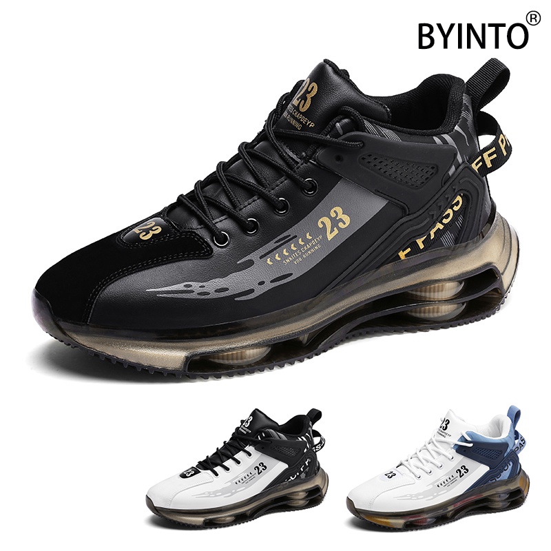 Giày Thể Thao Da Cổ Cao Đế Dày Có Đệm Khí Chống Sốc Chống Thấm Nước Thời Trang Cho Nam