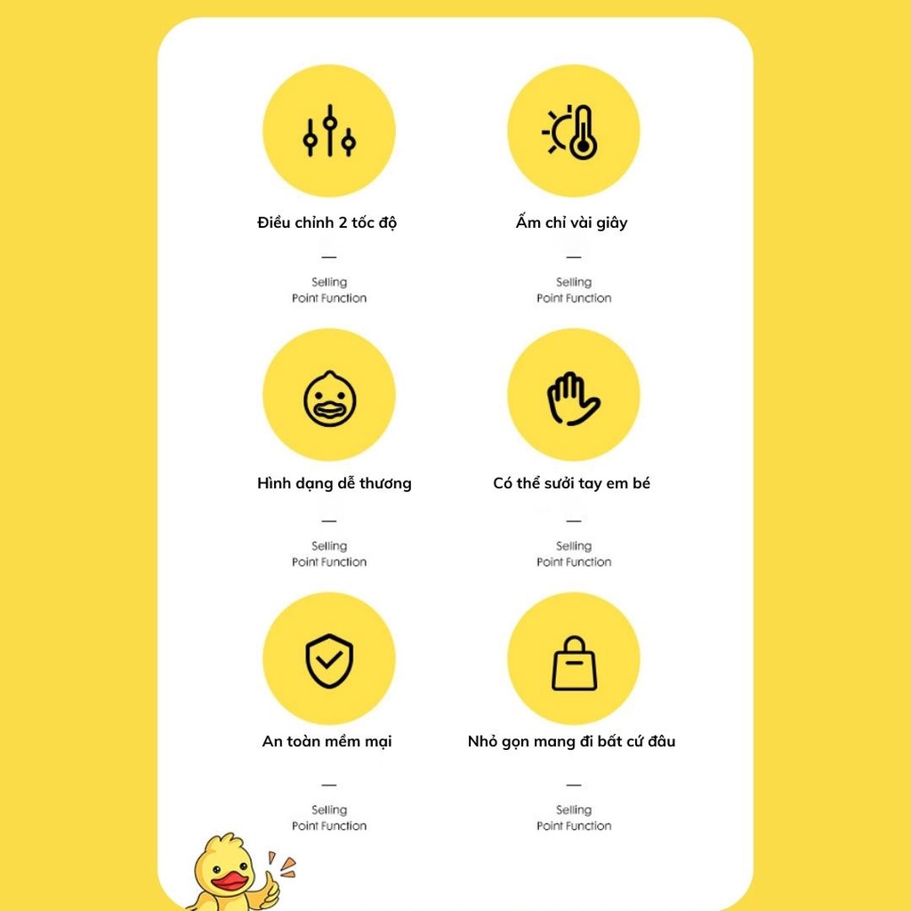 Máy sưởi cầm tay mini chân sạc Type-C hình vịt vàng dễ thương nhỏ gọn sưởi ấm bàn tay nhiệt độ lên tới 60 độ C