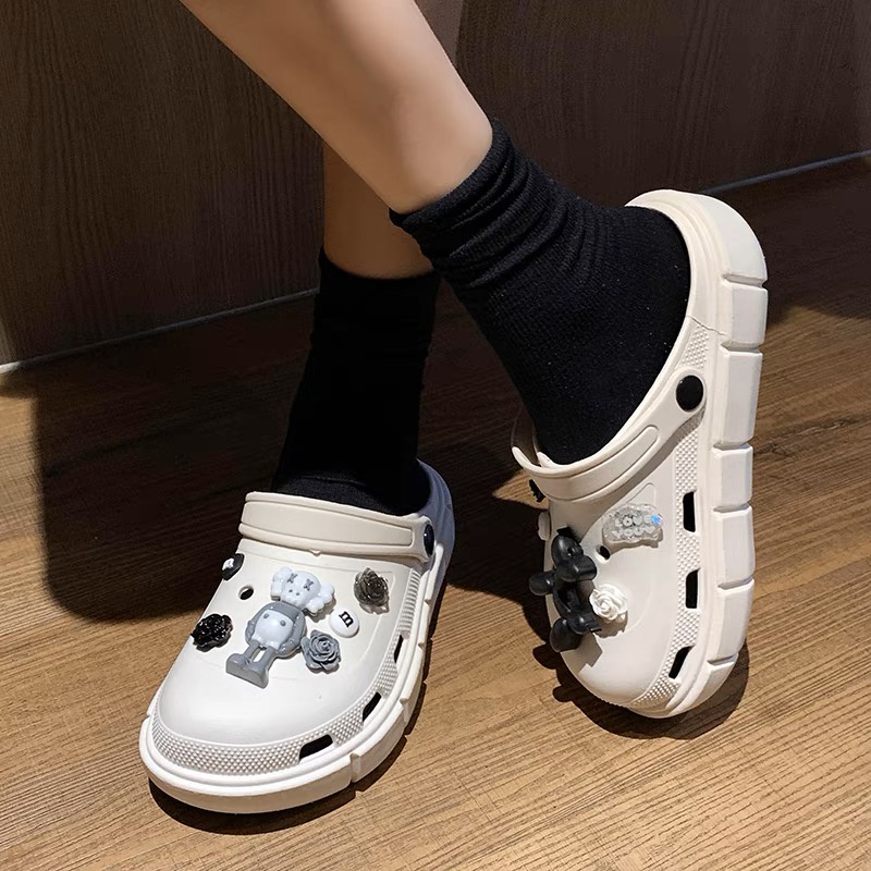 Dép Cross độn đế nữ 5cm siêu nhẹ kèm Sticker dễ thương