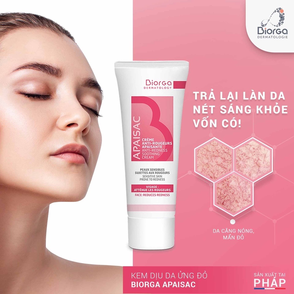 Kem chăm sóc da ửng đỏ Biorga Apaisac anti-redness soothing