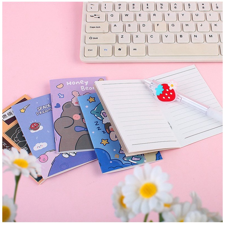 Sổ Tay Mini Hình Hoạt Hình Gấu Thỏ Cute Dễ Thương Ghi Chép Bìa Trơn VPS18