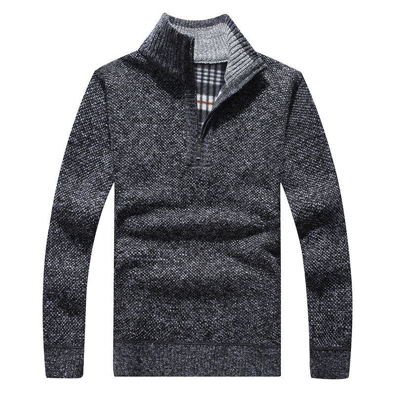 Áo Sweater Dệt Kim Tay Dài Cổ Lọ Khóa Kéo Thời Trang Mùa Thu Cho Nam