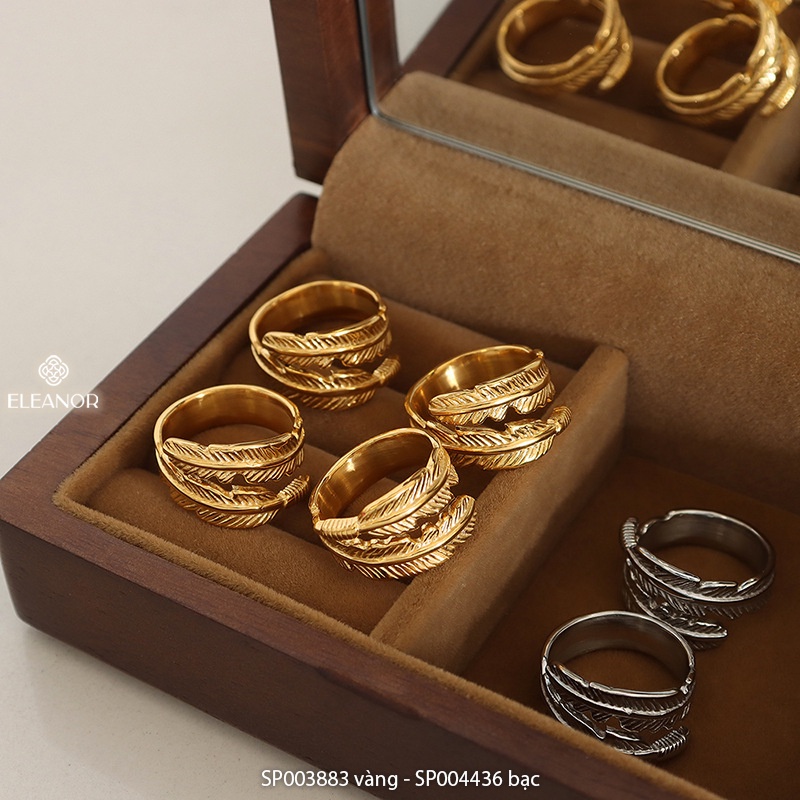 Nhẫn nữ titan Eleanor Accessories hình lá phụ kiện trang sức 3883