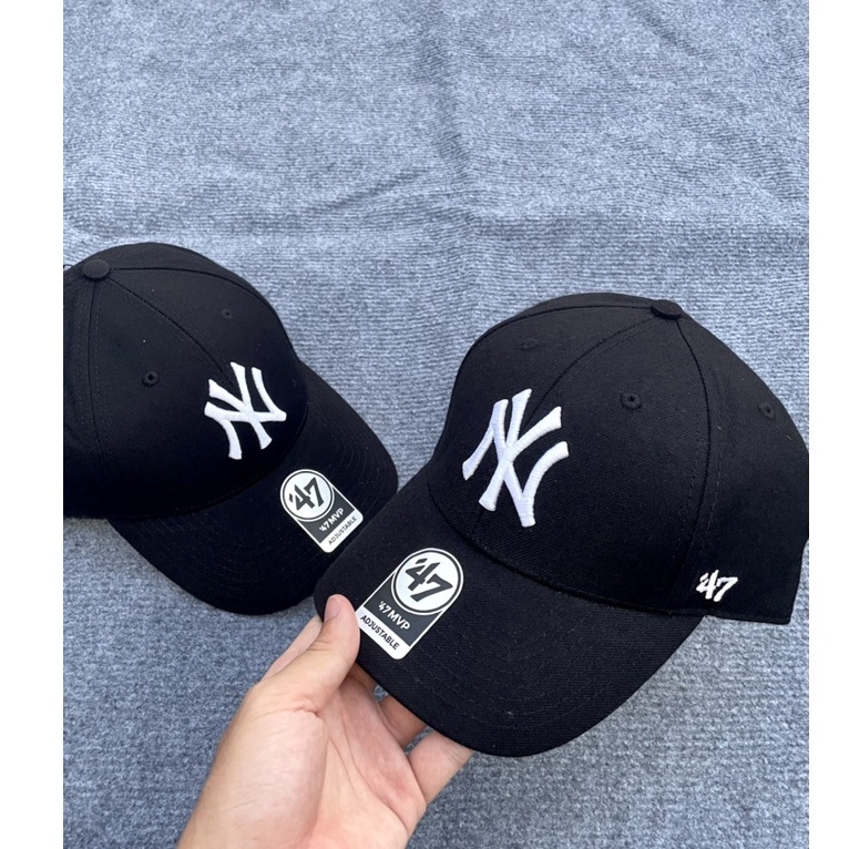 Nón MLB x 47 Brand Mỹ_Logo NY Black White
