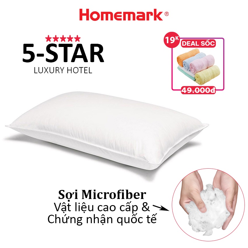 Ruột gối lông vũ khách sạn Microfiber cao cấp HANVICO by Homemark sợi nhân tạo kháng khuẩn có size trẻ em và 50x70 cm