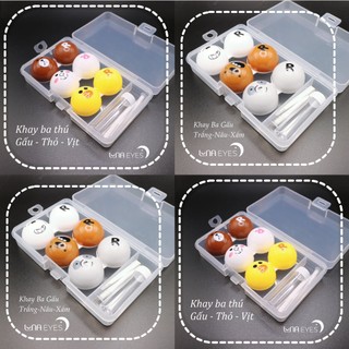 Khay Đựng Lens 3 Đôi Hình Thú kèm dụng cụ đeo