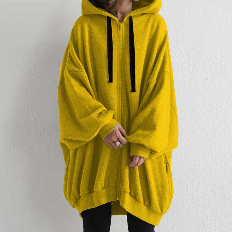 Mới Áo Hoodie Nữ Dáng Rộng Màu Trơn Thời Trang