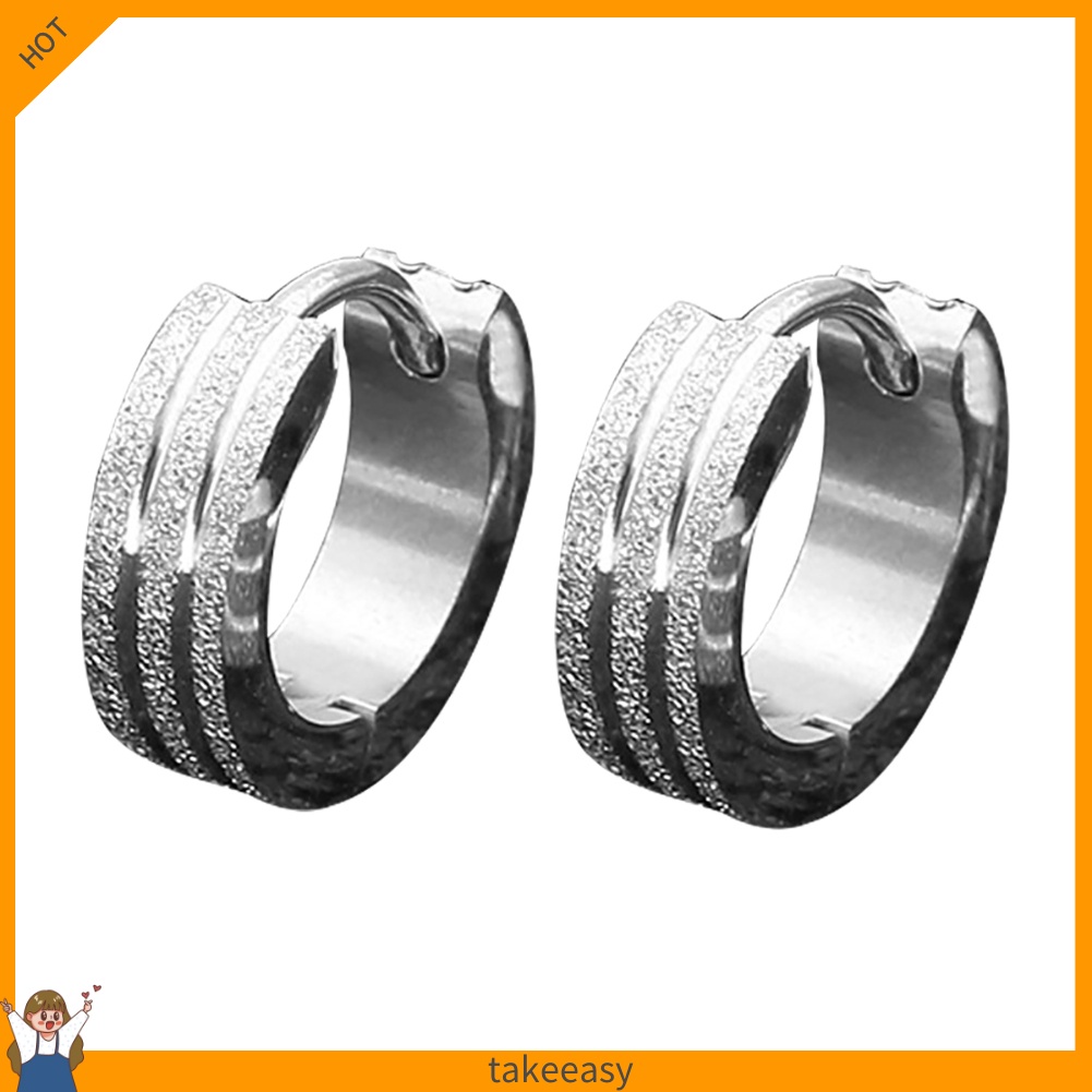 Khuyên tai tròn bằng thép không gỉ thời trang cá tính cho nam và nữ