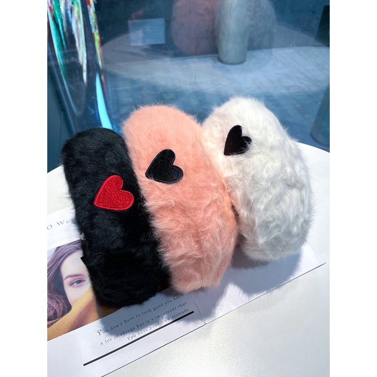 Nón Beret Vải Bông Họa Tiết Trái Tim Thời Trang Dành Cho Nữ