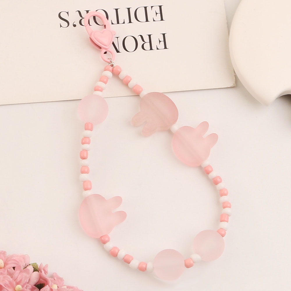 Móc Khóa Xỏ Hạt Màu Trơn Hình Thỏ Hoạt Hình Trang Trí Tai Nghe Không Dây